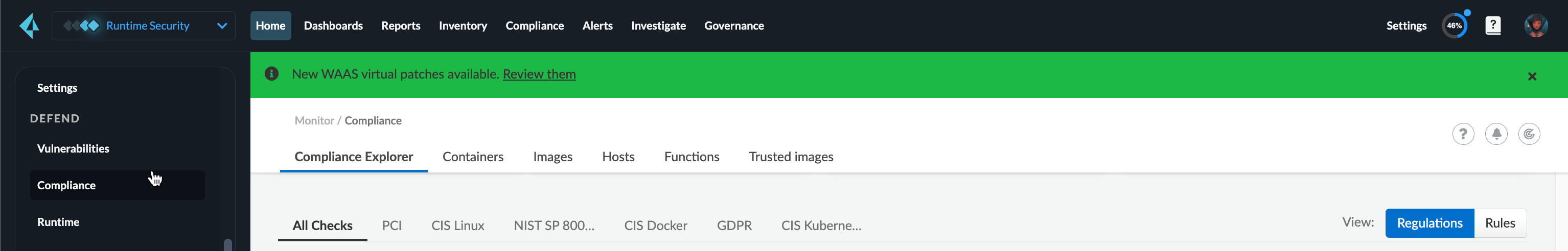 compliance explorer tabs