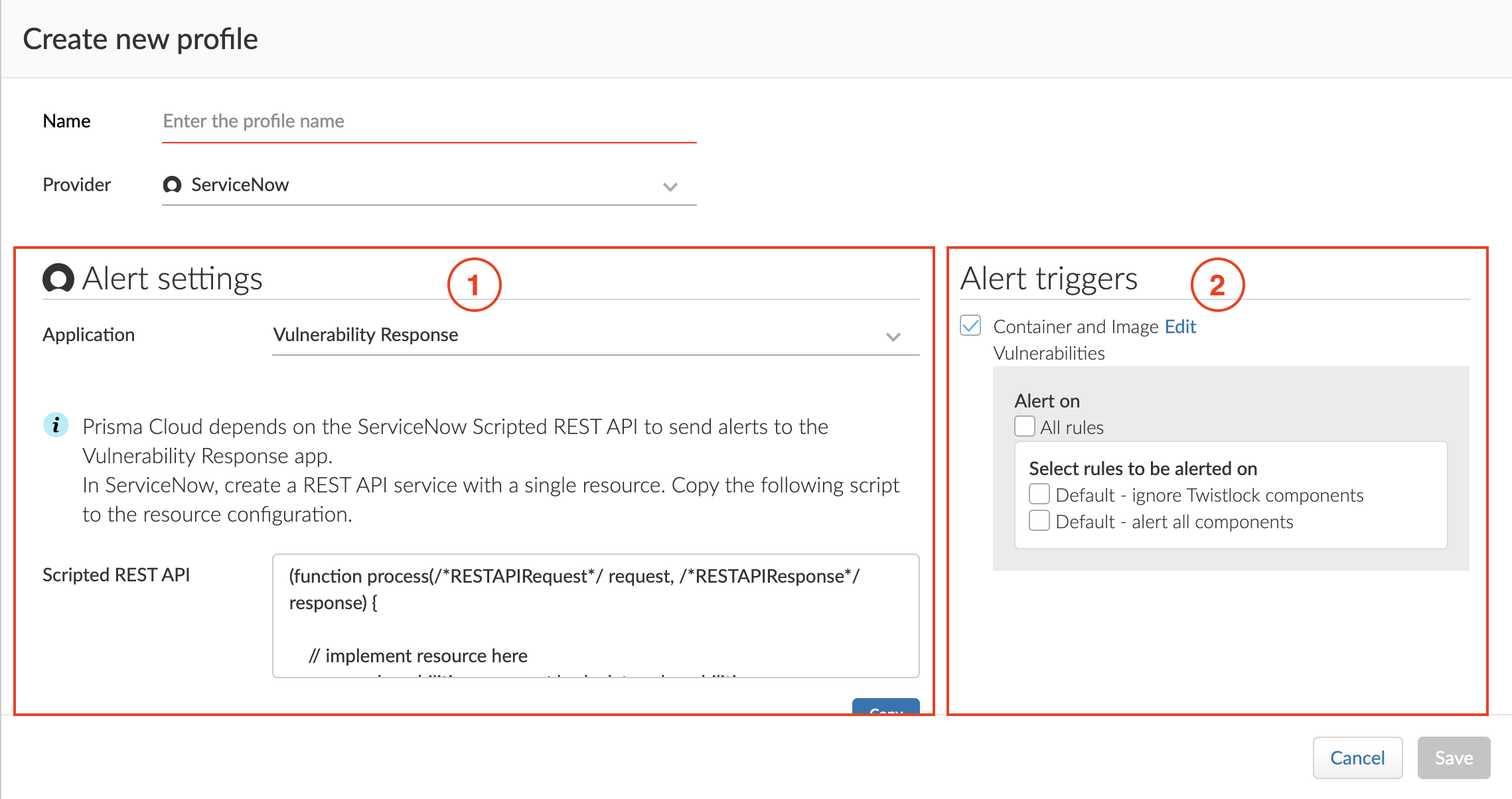 servicenow vr config