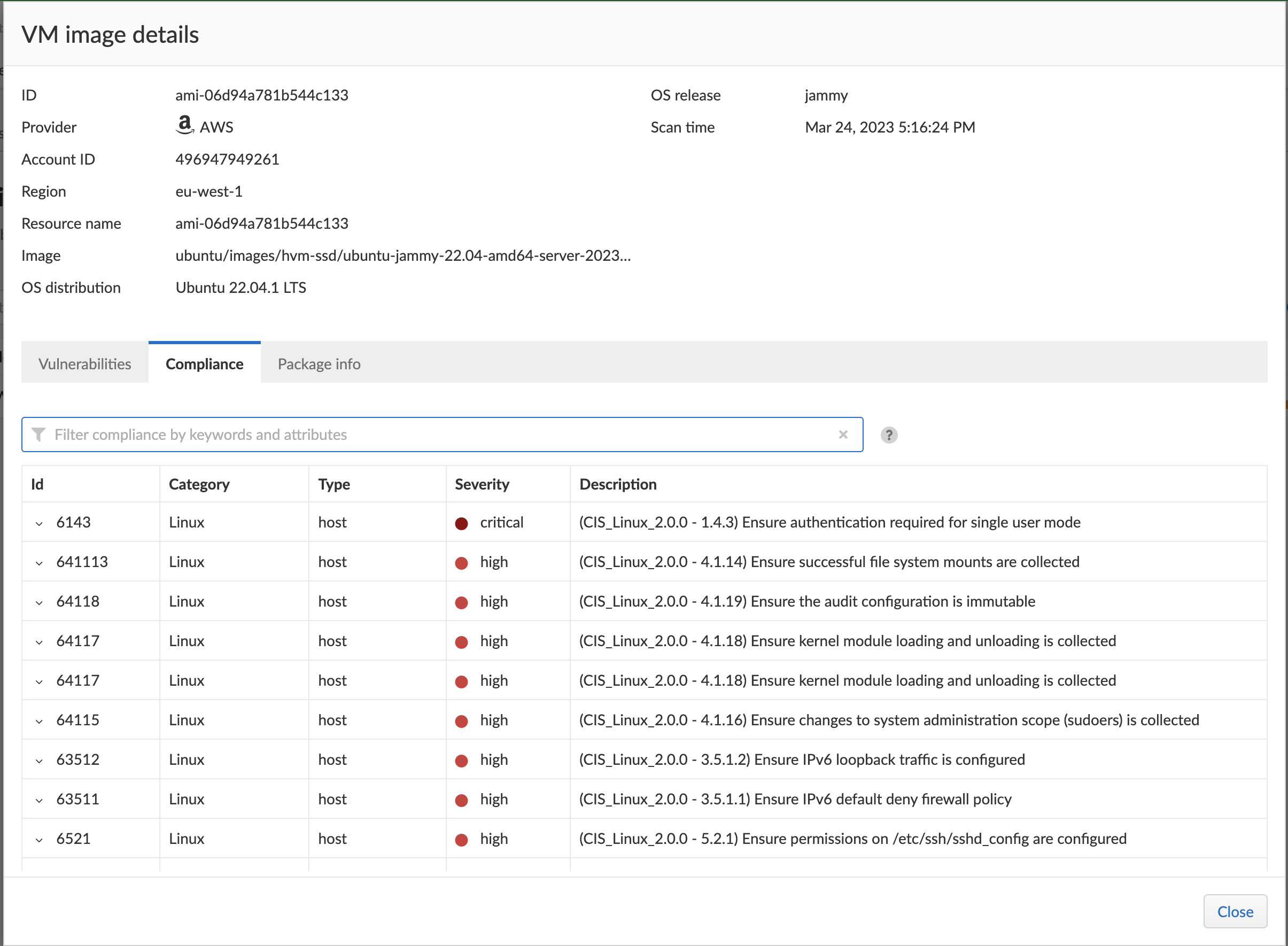 vm image scanning report