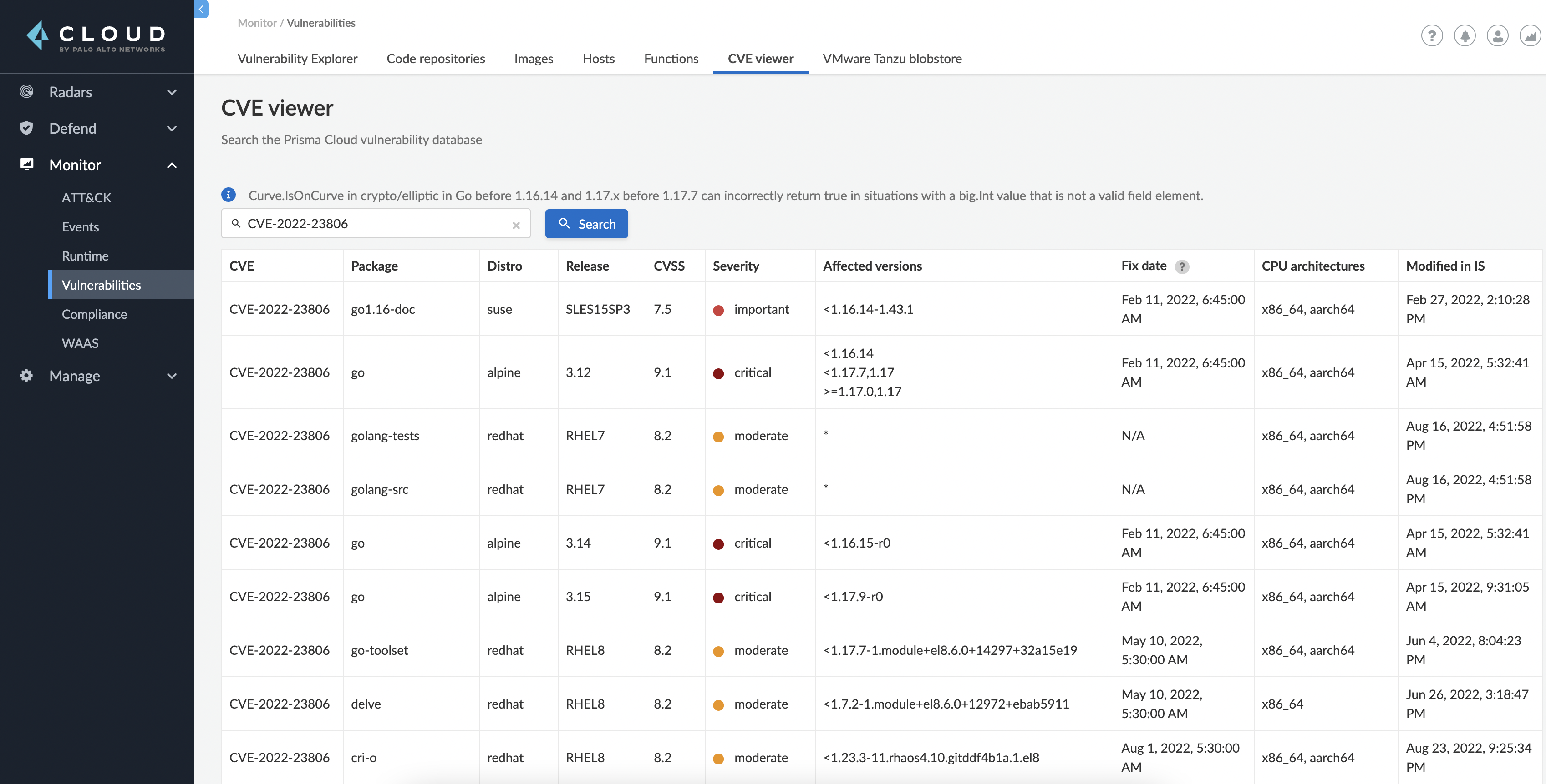 search cves results