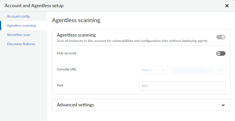 agentless hub toggle