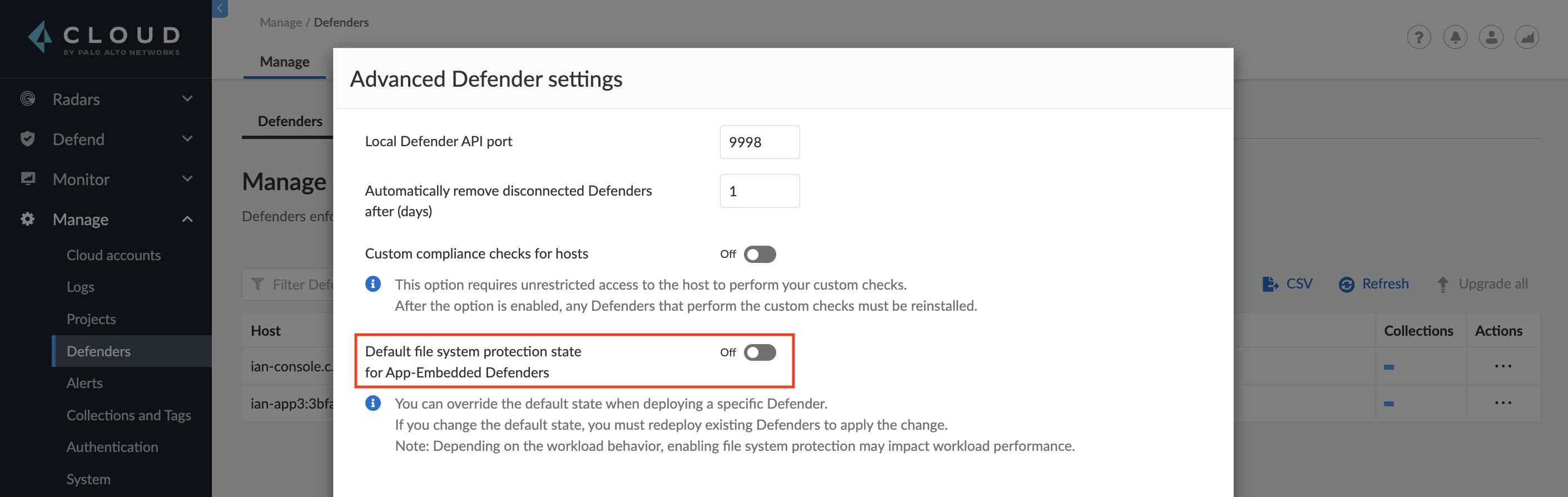 config app embedded fs protection global