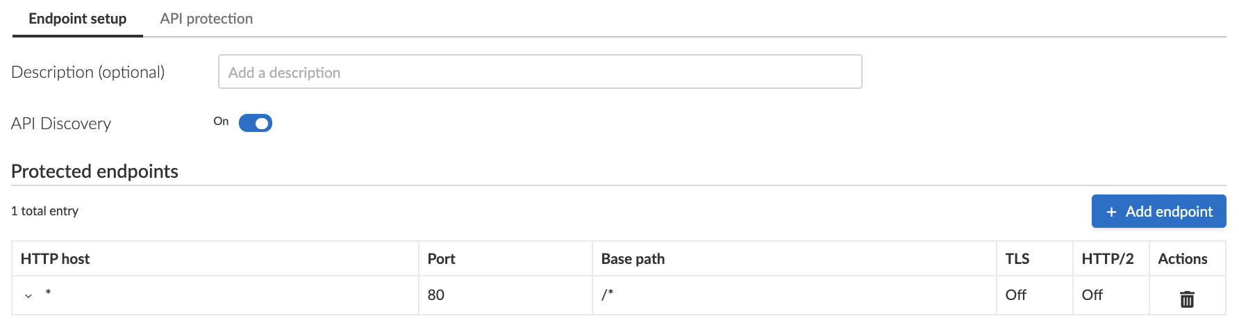 waas endpoint setup tab