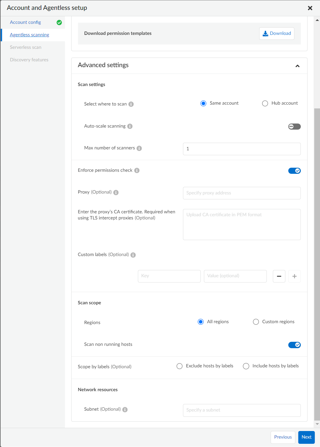 agentless gcp pcee advanced settings