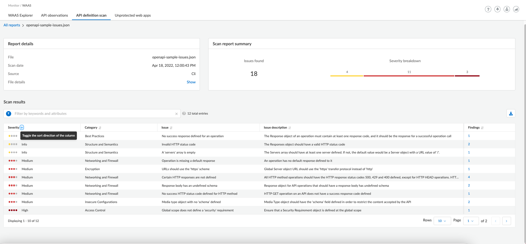 api def scan issues