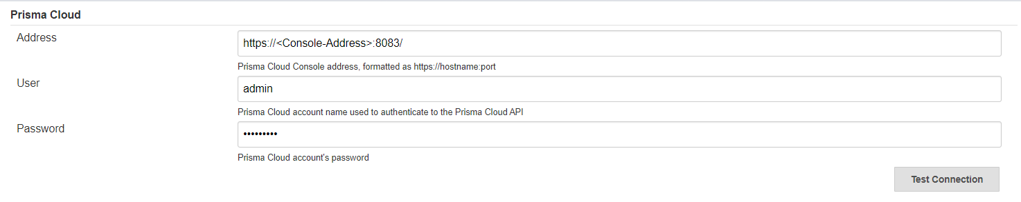 Prisma Cloud plugin config