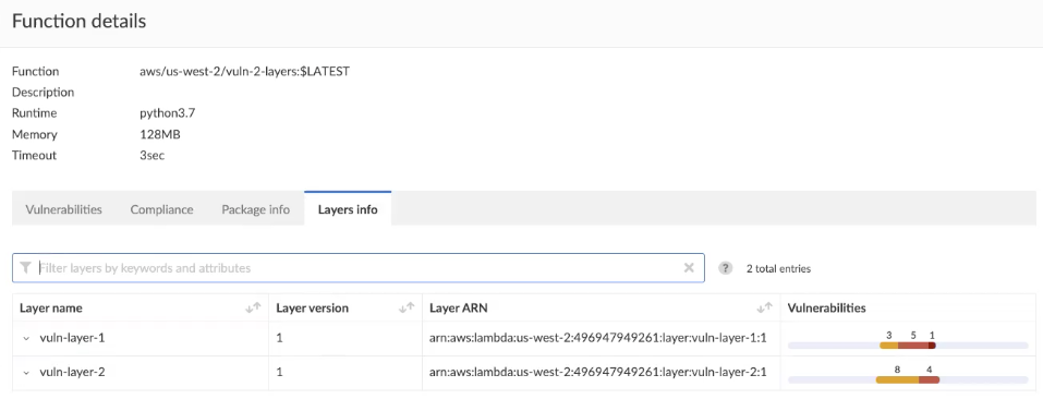 vuls functions layers info